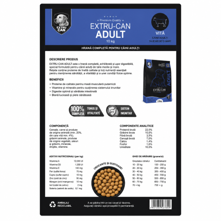 Hrana uscata pentru caini adulti, Extru Can Adult 10 kg [1]