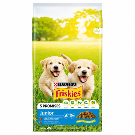 CAINI - Hrana uscata pentru caini FRISKIES Junior, Pui si legume, 15 kg
