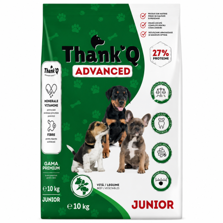 CAINI - Hrana Uscata pentru Caini Juniori Thank'Q Advanced cu Vita si Legume 10 kg