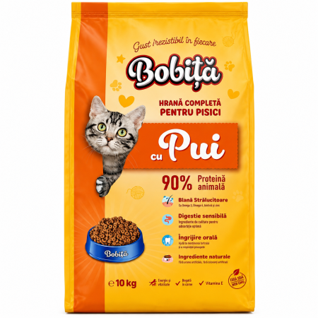 Hrana uscata pentru pisici Bobita cu Pui, 10 kg