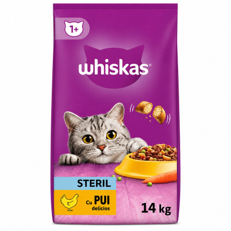 Hrana uscata pisici - Hrana Uscata Pisici WHISKAS Steril cu Pui 14kg