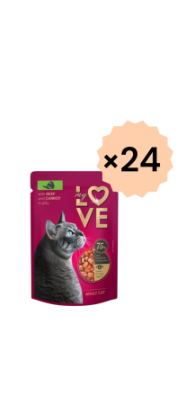 PISICI - My Love Hrana Umeda Pisici Adulte Vita Si Morcov In Sos Plic 85gr 24/bax