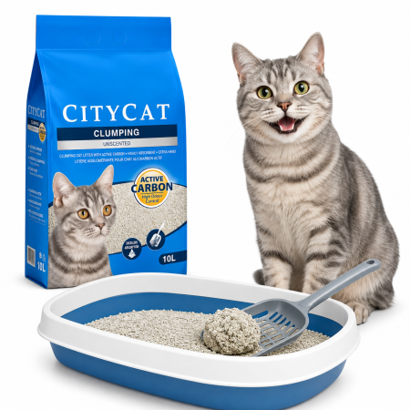 Nisip igienic pentru litiera CityCat, aglomerant cu carbon activ, 10L [1]