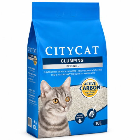 Asternuturi pisici - Nisip igienic pentru litiera CityCat, aglomerant cu carbon activ, 10L