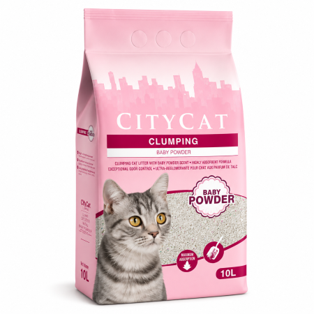 Asternuturi pisici - Nisip pentru litiera, City Cat Clumping White Baby Powder, 10L