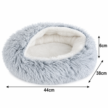 Pat Culcus Purlov pentru Pisici si Caini de Talie Mica, Plush Moale, Antiderapant, 44 x 38 x 6 cm, Gri [1]