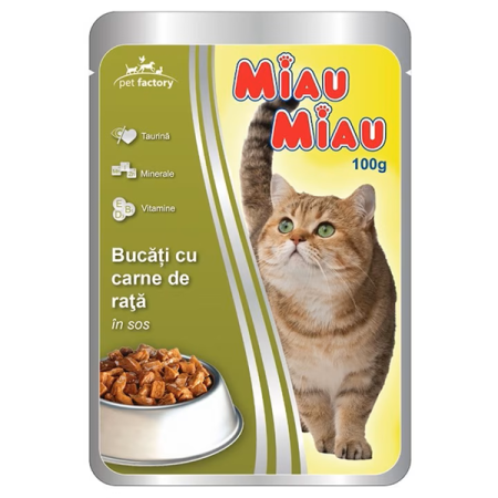 Hrana umeda pisici - PLIC MIAU MIAU CU RATA IN SOS - 100G