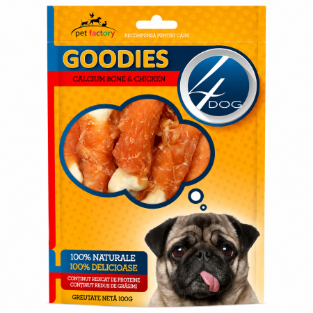 CAINI - Recompense pentru caini, 4Dog Goodies, Calcium Bone and Chicken, 100 gr