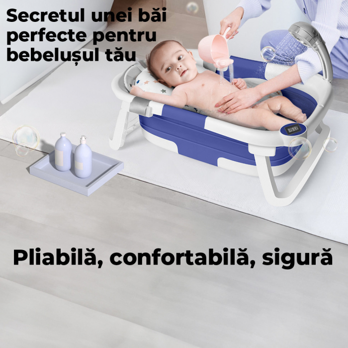 Cadita de baie pentru bebelusi pliabila culoare Albastru [3]