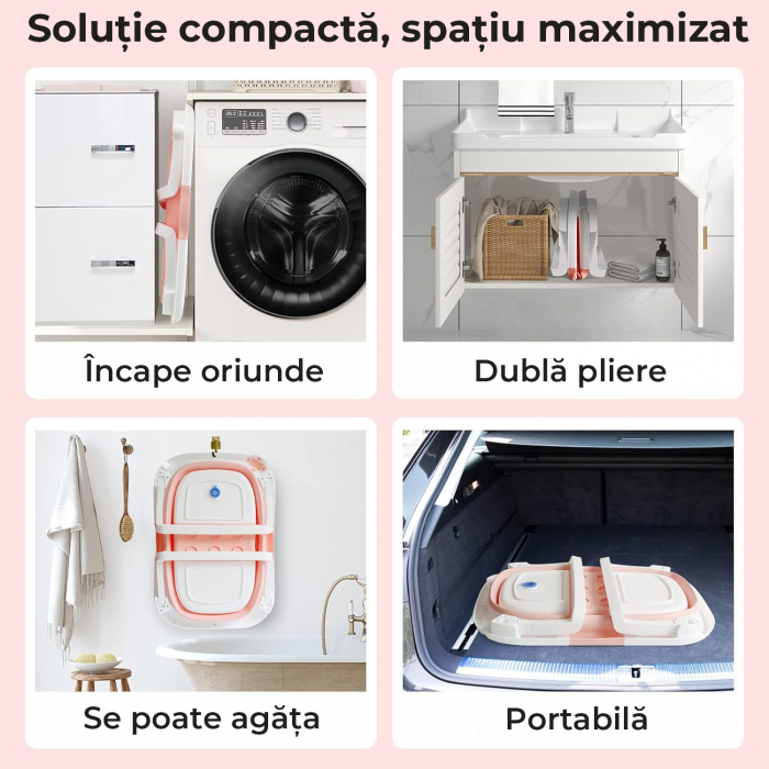 Cadita de baie pentru bebelusi pliabila culoare Roz [9]