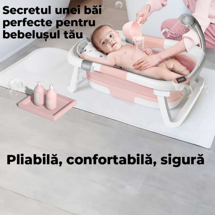 Cadita de baie pentru bebelusi pliabila culoare Roz [3]