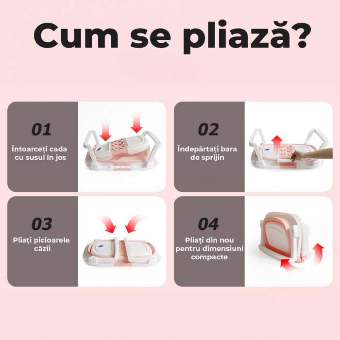 Cadita de baie pentru bebelusi pliabila culoare Roz [8]