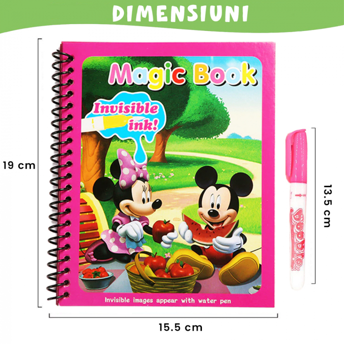 Carte de colorat cu apa Magic Book Pitikot®, Reutilizabila, plina de culori vibrante, Mickey si Minnie- 8 pagini, pentru fete si baieti de la 3 ani [2]
