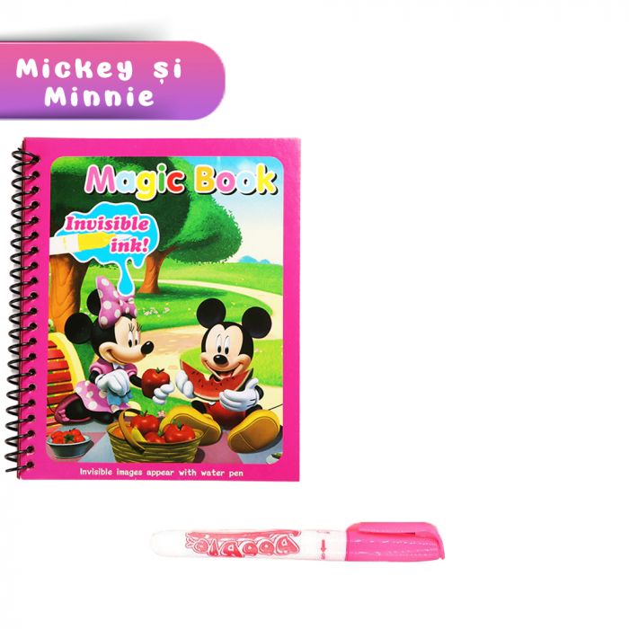 Carte de colorat cu apa Magic Book Pitikot®, Reutilizabila, plina de culori vibrante, Mickey si Minnie- 8 pagini, pentru fete si baieti de la 3 ani [6]