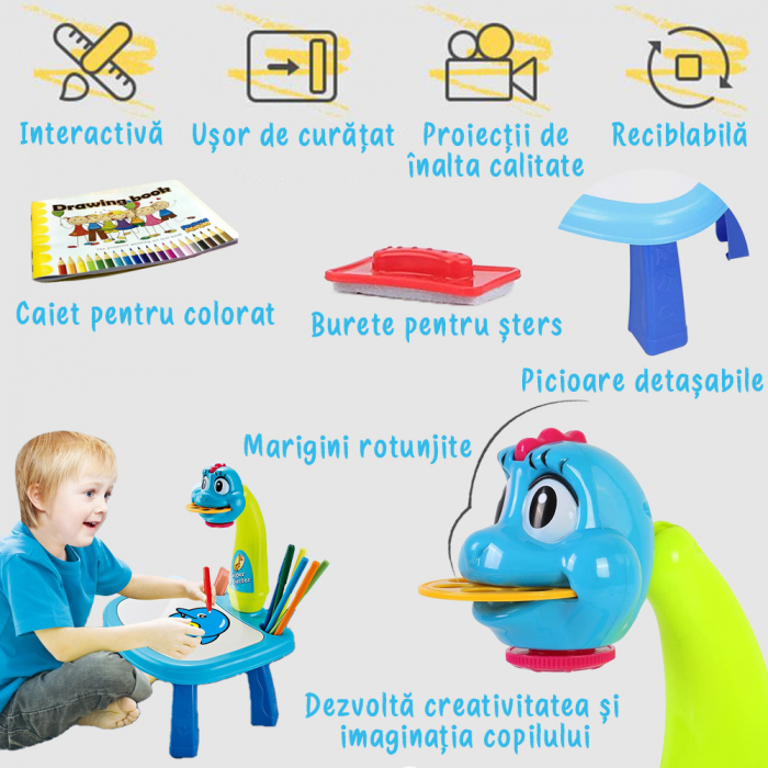 Jucarie educationala tip tabla - dinozaur albastru [4]