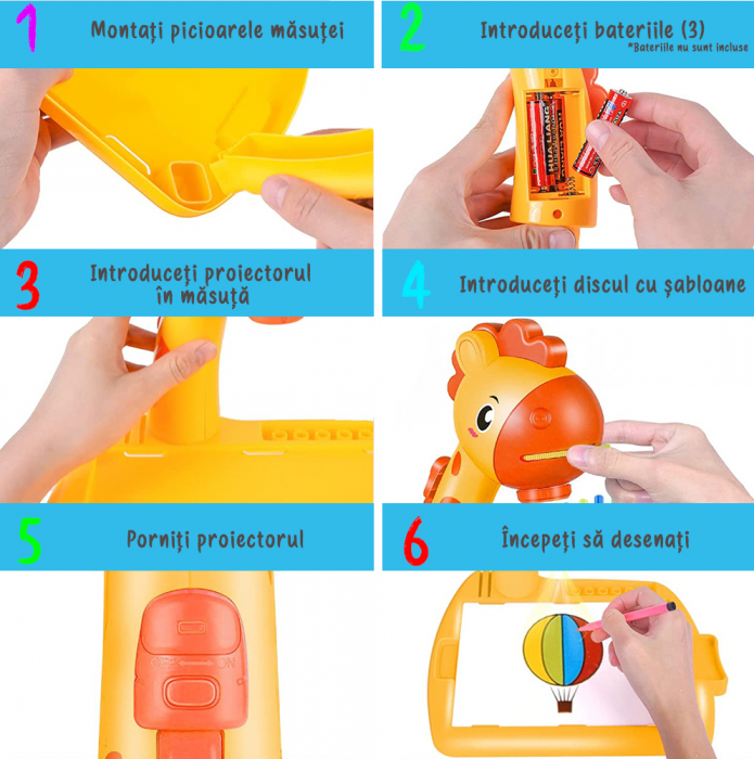 Jucarie educationala tip tabla - girafa galben [5]