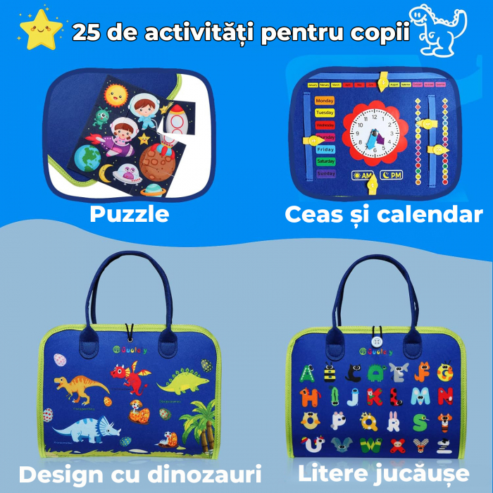 Jucarie interactiva Montessori tip gentuta cu multiple activitati - Albastru [3]