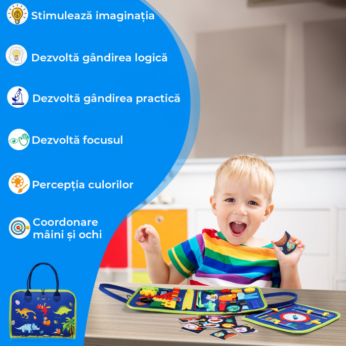 Jucarie interactiva Montessori tip gentuta cu multiple activitati - Albastru [10]