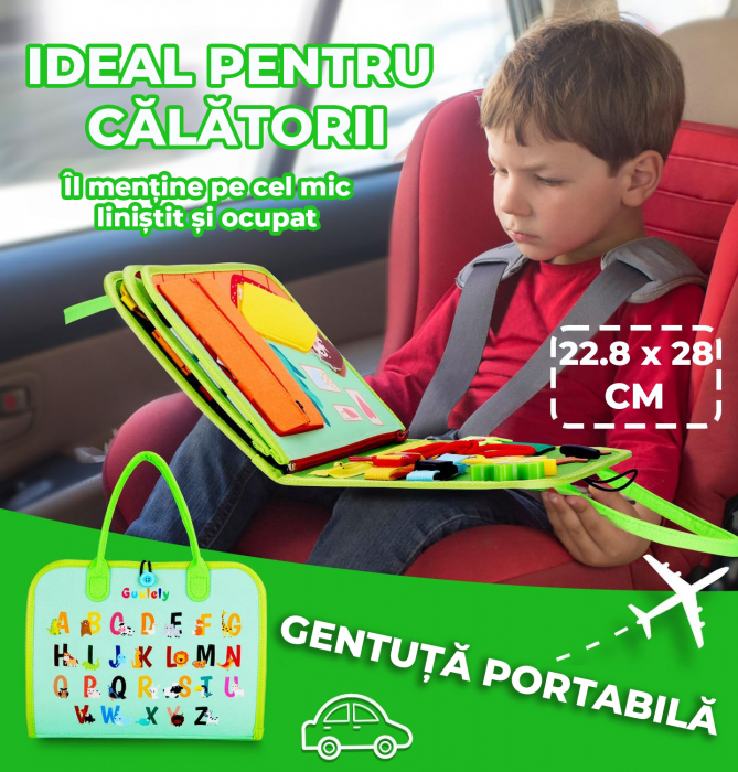 Jucarie interactiva Montessori tip gentuta cu multiple activitati - Verde [6]