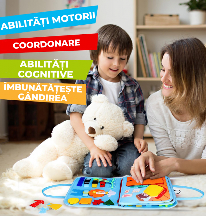 Jucarie interactiva Montessori tip gentuta cu multiple activitati - Albastru inchis [6]
