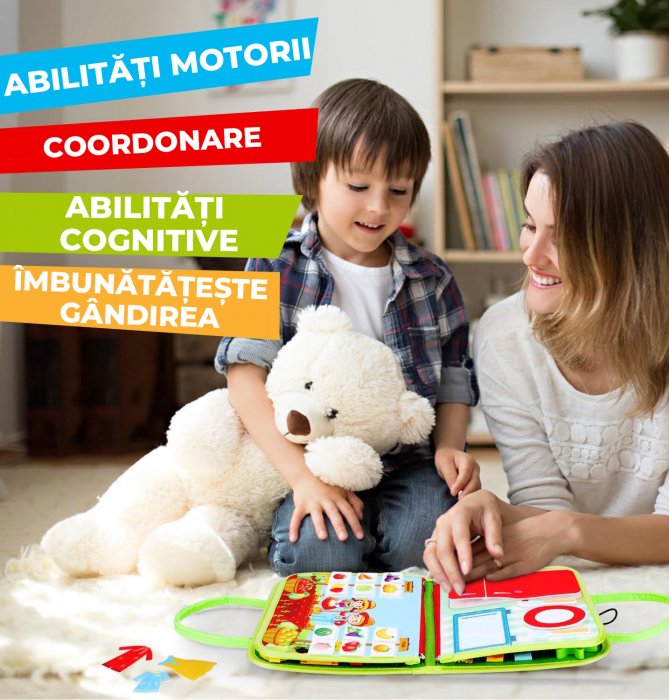 Jucarie interactiva Montessori tip gentuta cu multiple activitati - Verde [5]