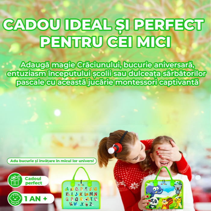 Jucarie interactiva Montessori tip gentuta cu multiple activitati - Verde [10]