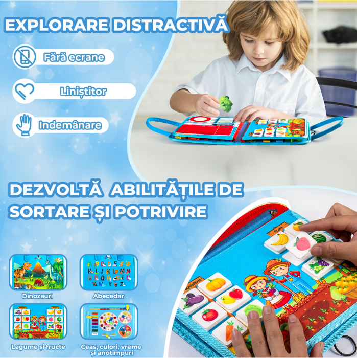 Jucarie interactiva Montessori tip gentuta cu multiple activitati - Albastru inchis [8]