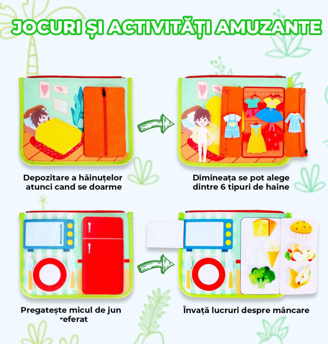 Jucarie interactiva Montessori tip gentuta cu multiple activitati - Verde [3]