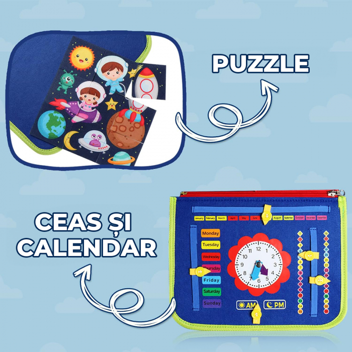 Jucarie interactiva Montessori tip gentuta cu multiple activitati - Albastru [8]