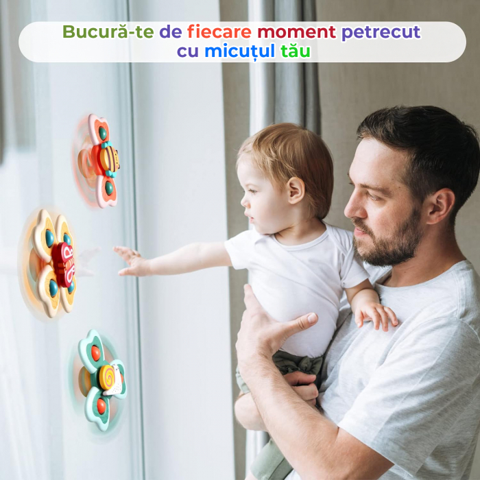 Jucarie interactiva pentru bebelusi, set 3 piese melc, fluture, albinuta [5]