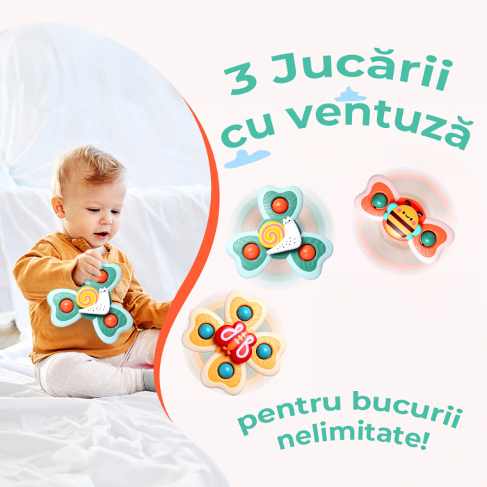 Jucarie interactiva pentru bebelusi, set 3 piese melc, fluture, albinuta [10]