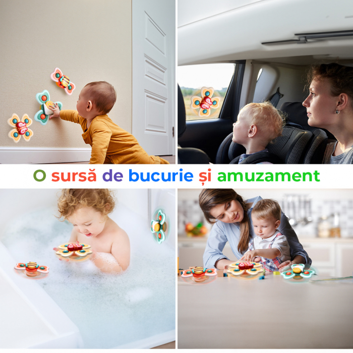 Jucarie interactiva pentru bebelusi, set 3 piese melc, fluture, albinuta [8]