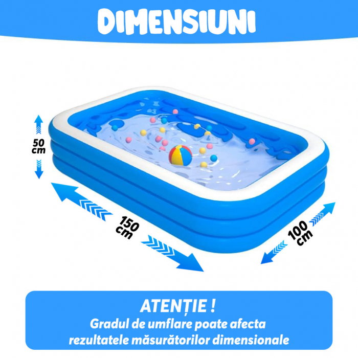 Piscina Gonflabila Dreptunghiulara 3 Straturi 150x100x50 [10]