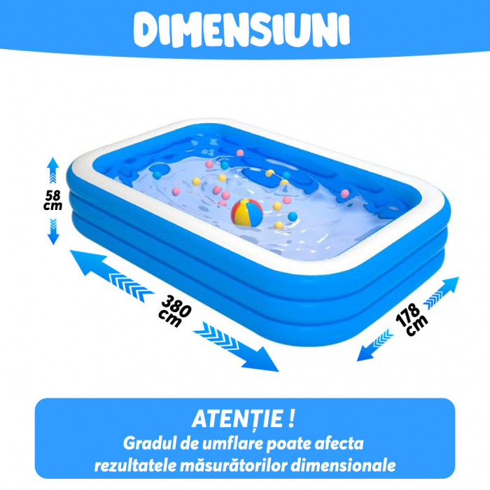 Piscina Gonflabila Dreptunghiulara 380x178x58 cm [9]