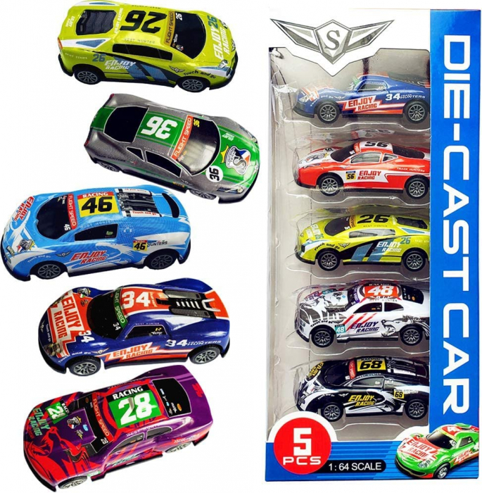 Set 10 masinute de curse din Aliaj,1:64, Multicolor [5]