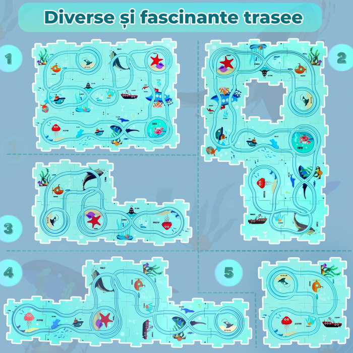Set 25 piese traseu puzzle racer culoare Albastru Deschis [2]