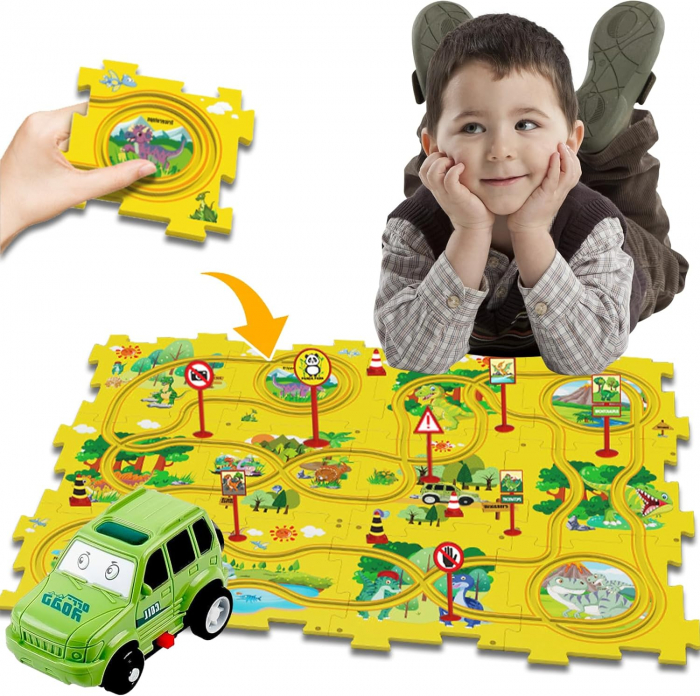 Set 25 piese traseu puzzle racer culoare Galben [2]