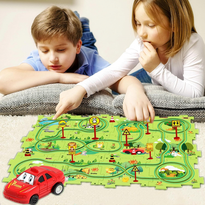 Set 25 piese traseu puzzle racer culoare Verde [10]