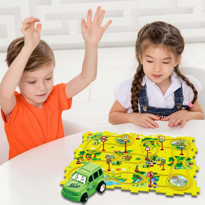 Set 25 piese traseu puzzle racer culoare Galben [3]