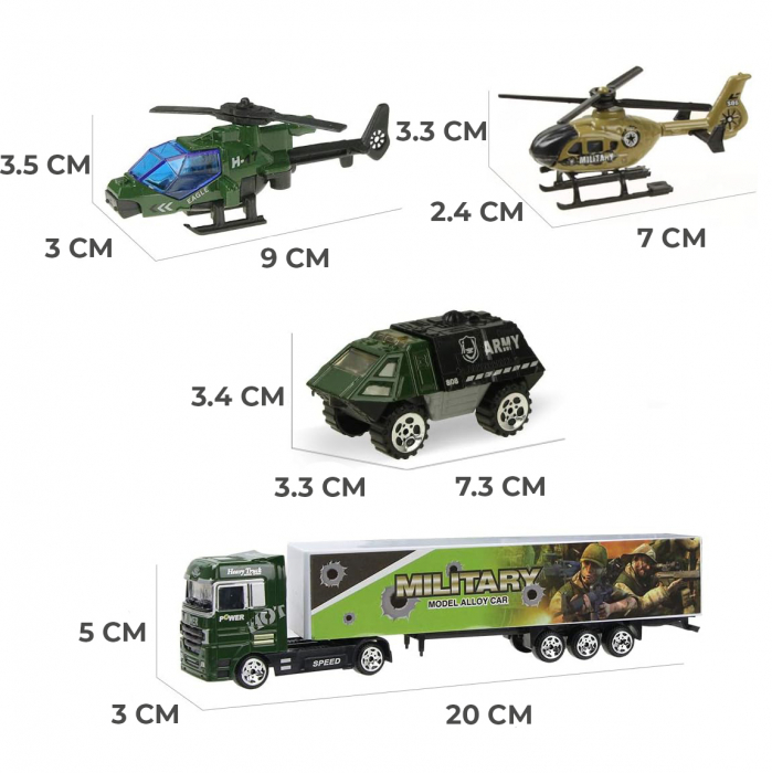 Set camion trailer de jucarie pentru transport, seria armata [8]