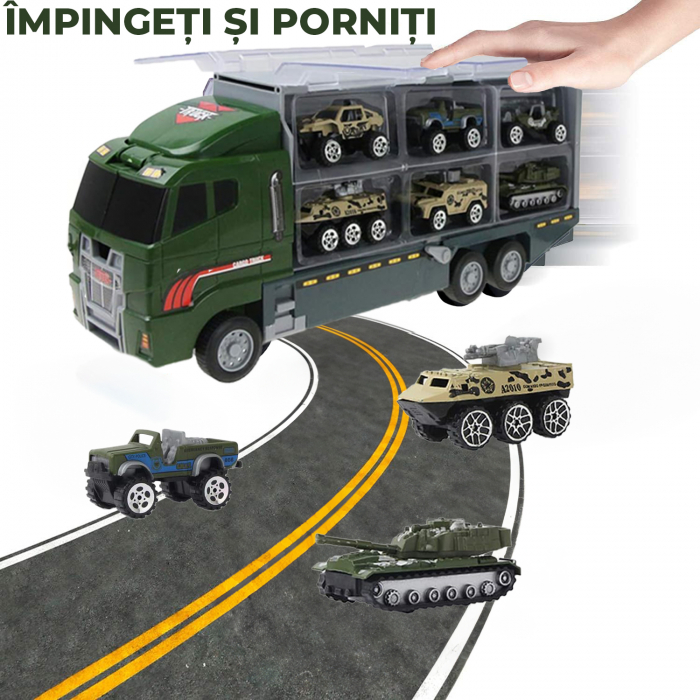 Set camion trailer de jucarie pentru transport, seria armata [4]