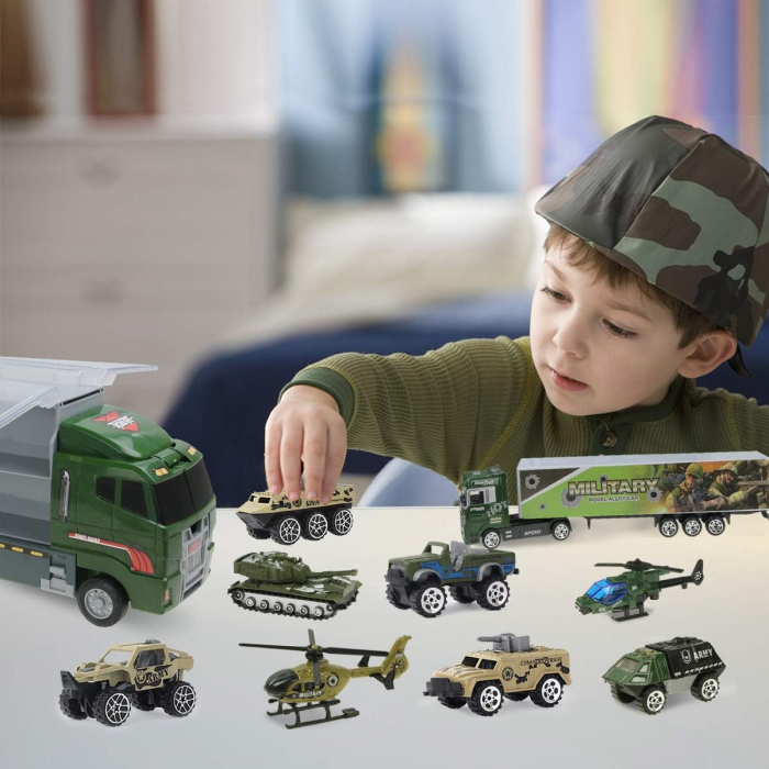Set camion trailer de jucarie pentru transport, seria armata [6]