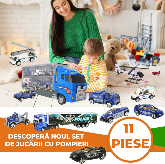 Set camion trailer de jucarie pentru transport, seria politie [7]