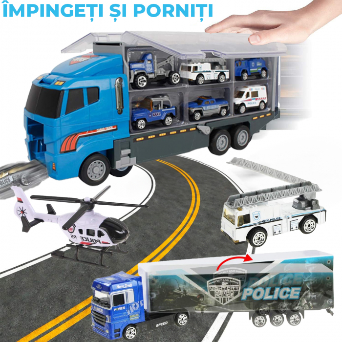 Set camion trailer de jucarie pentru transport, seria politie [6]