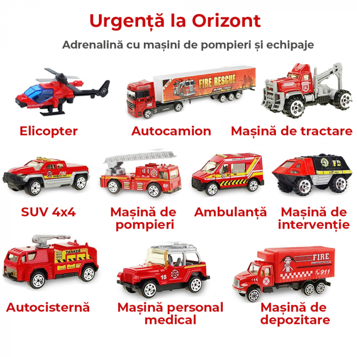 Set camion trailer de jucarie pentru transport, Rosu [8]