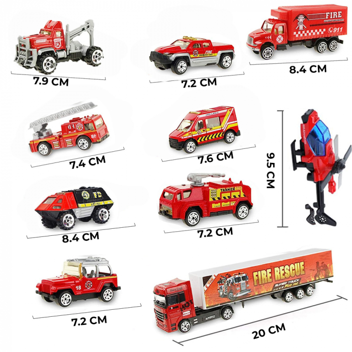 Set camion trailer de jucarie pentru transport, Rosu [3]