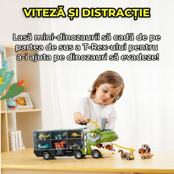 Set camion trailer de jucarie pentru transport, T-Rex [7]
