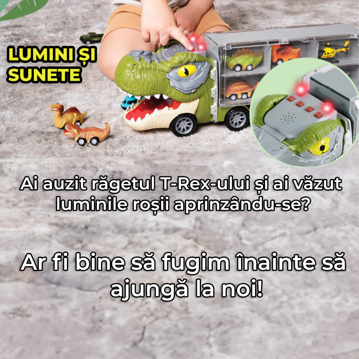 Set camion trailer de jucarie pentru transport, T-Rex [6]