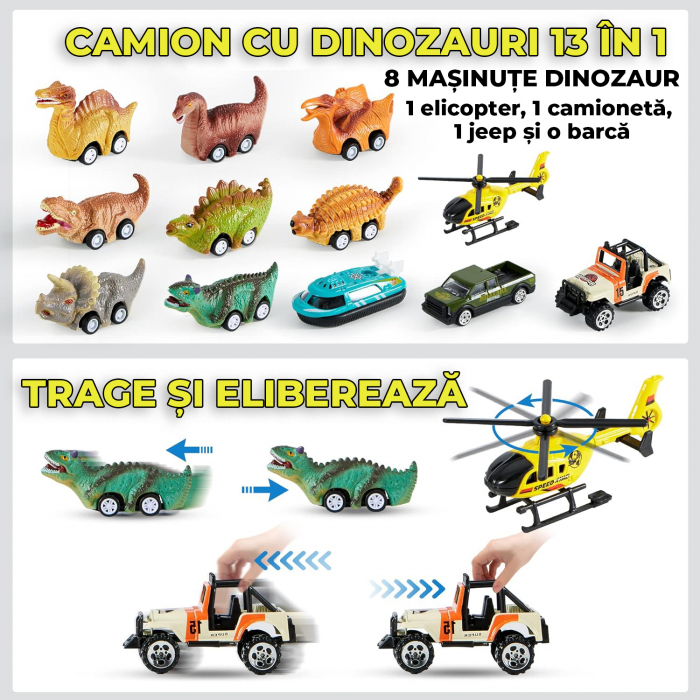 Set camion trailer de jucarie pentru transport, T-Rex [11]