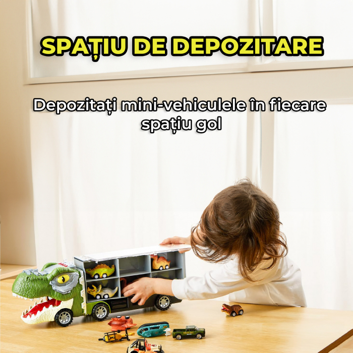 Set camion trailer de jucarie pentru transport, T-Rex [9]